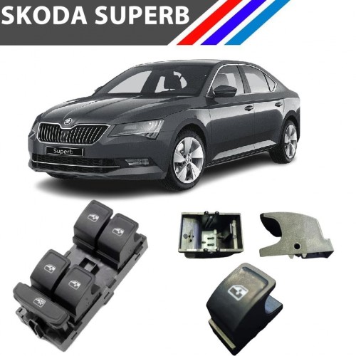 Skoda SuperB Cam Açma Düğme Tuş Butonu Siyah 1 Adet 2015+