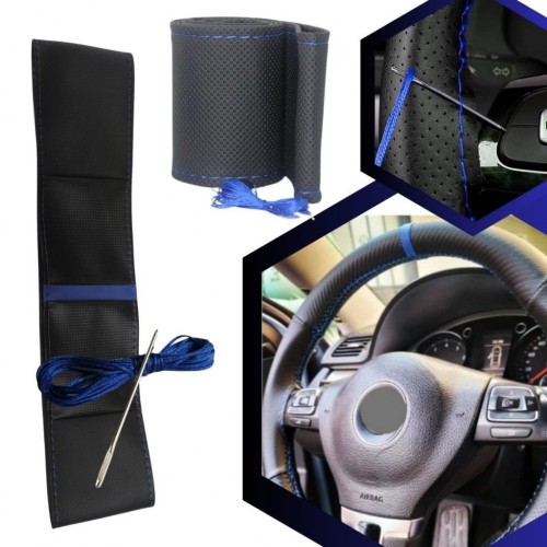 Üniversal Her Araca Uygun Vites Körüğü Direksiyon Kılıfı Emniyet Kemer Pedi Seti Boyun Yastığı Seti Full Set Mavi 6 Parçalı Set