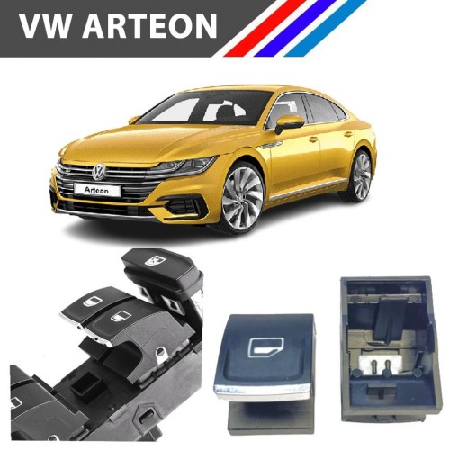 VW Arteon Cam Açma Düğme Tuş Butonu Krom Uçlu 1 Adet 2017 Sonrası